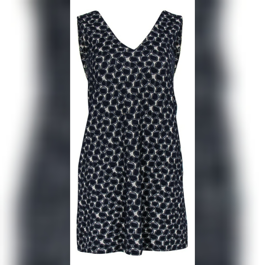 Diane Von Furstenberg Navy & Grey Circle Print Sleeveless Shift Dress 2